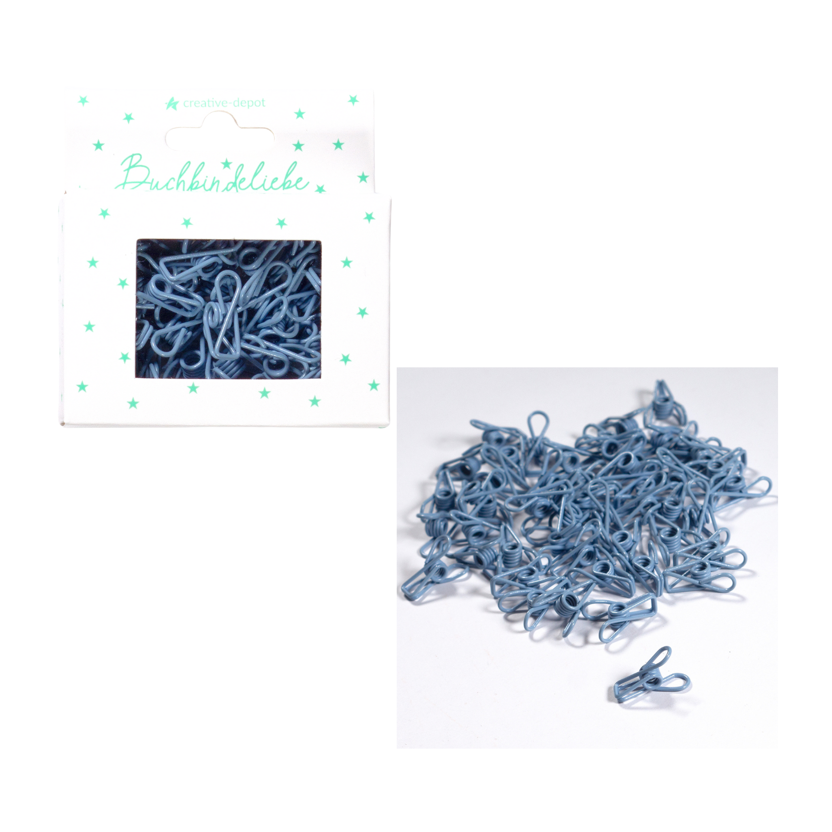 Mini Fish Clip - Vintage Blau - Matt - 50 Stück