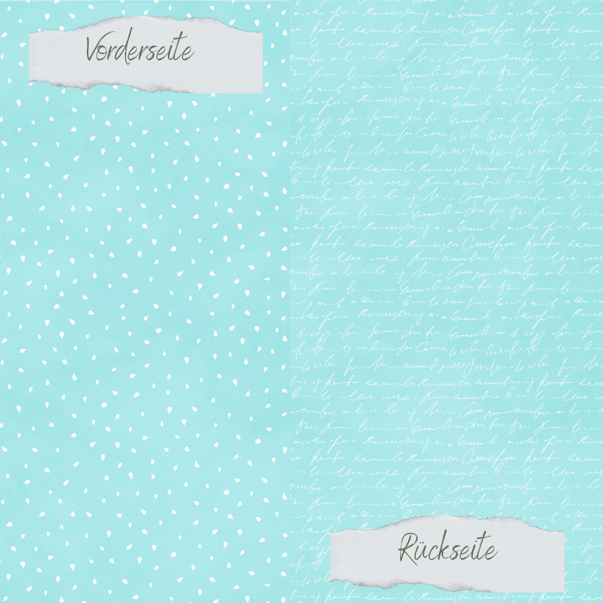 Designpapier - Basic - Meermint - Apfelkernchen + Schrift - Doppelseitig bedruckt