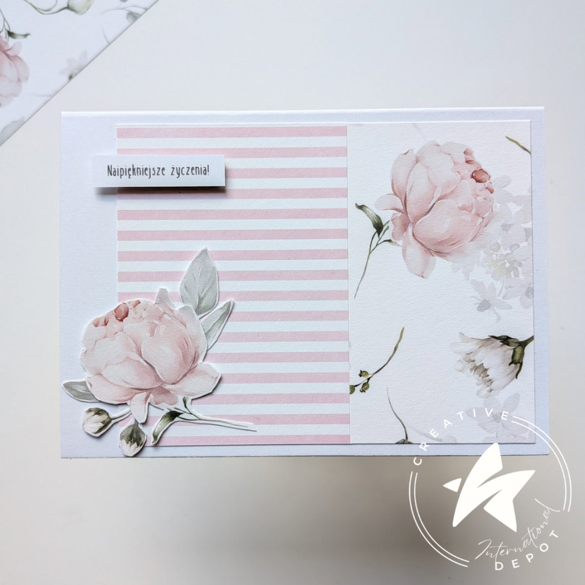 Designpapier - Rosa und weiße Blüten - Doppelseitig bedruckt