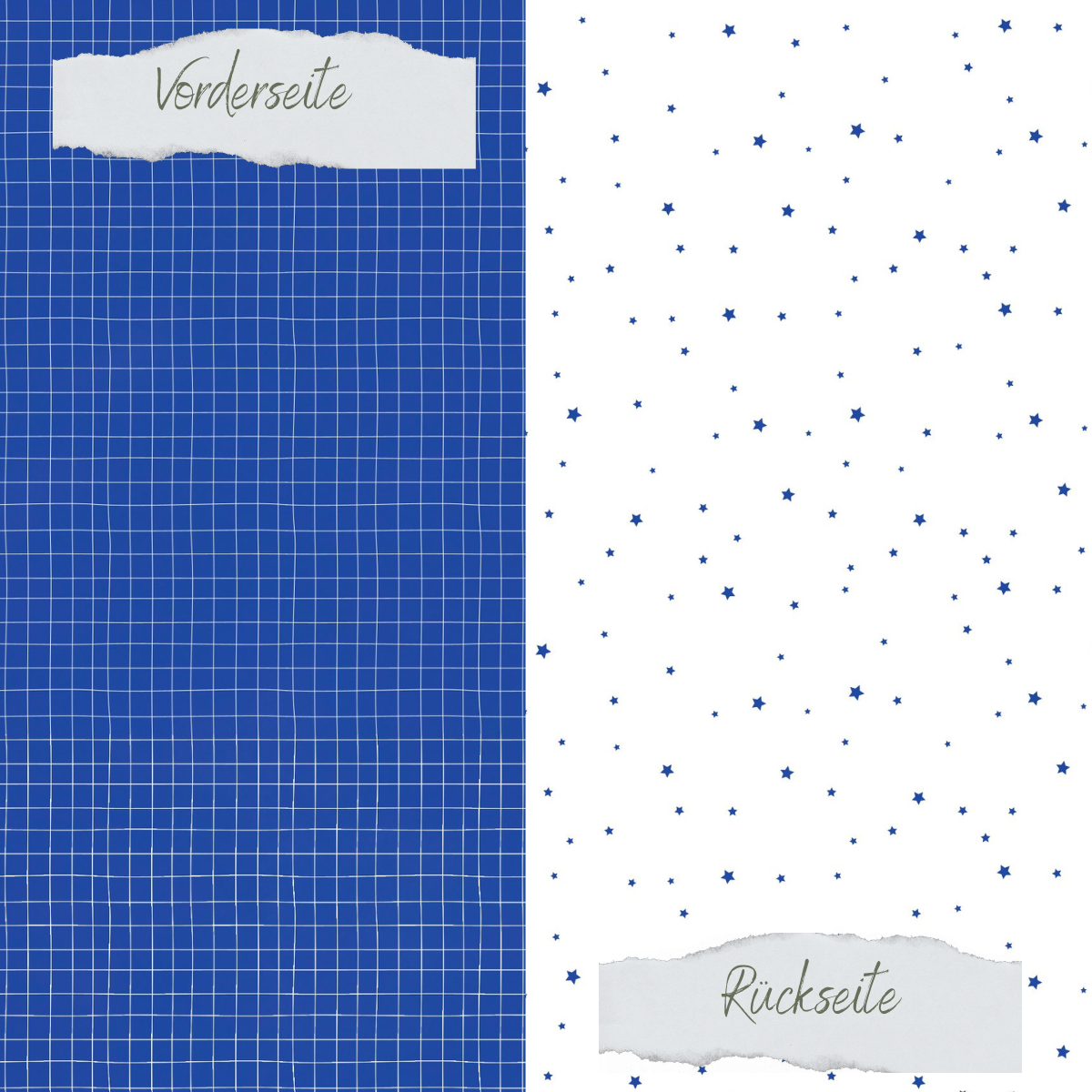 Papier à dessin - Basic - Tintenblau - Doodle Gitter + Sternchenregen - Doppelseitig bedruckt