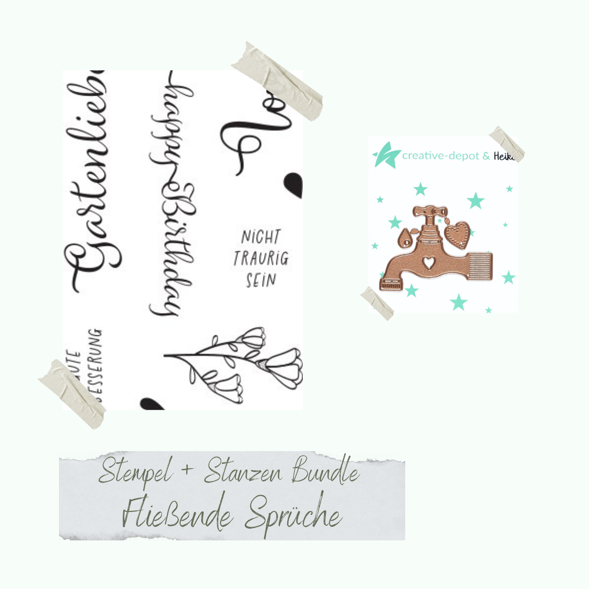 Bundle - Fließende Sprüche & Wasserhahn - Stempelset & Stanzen 