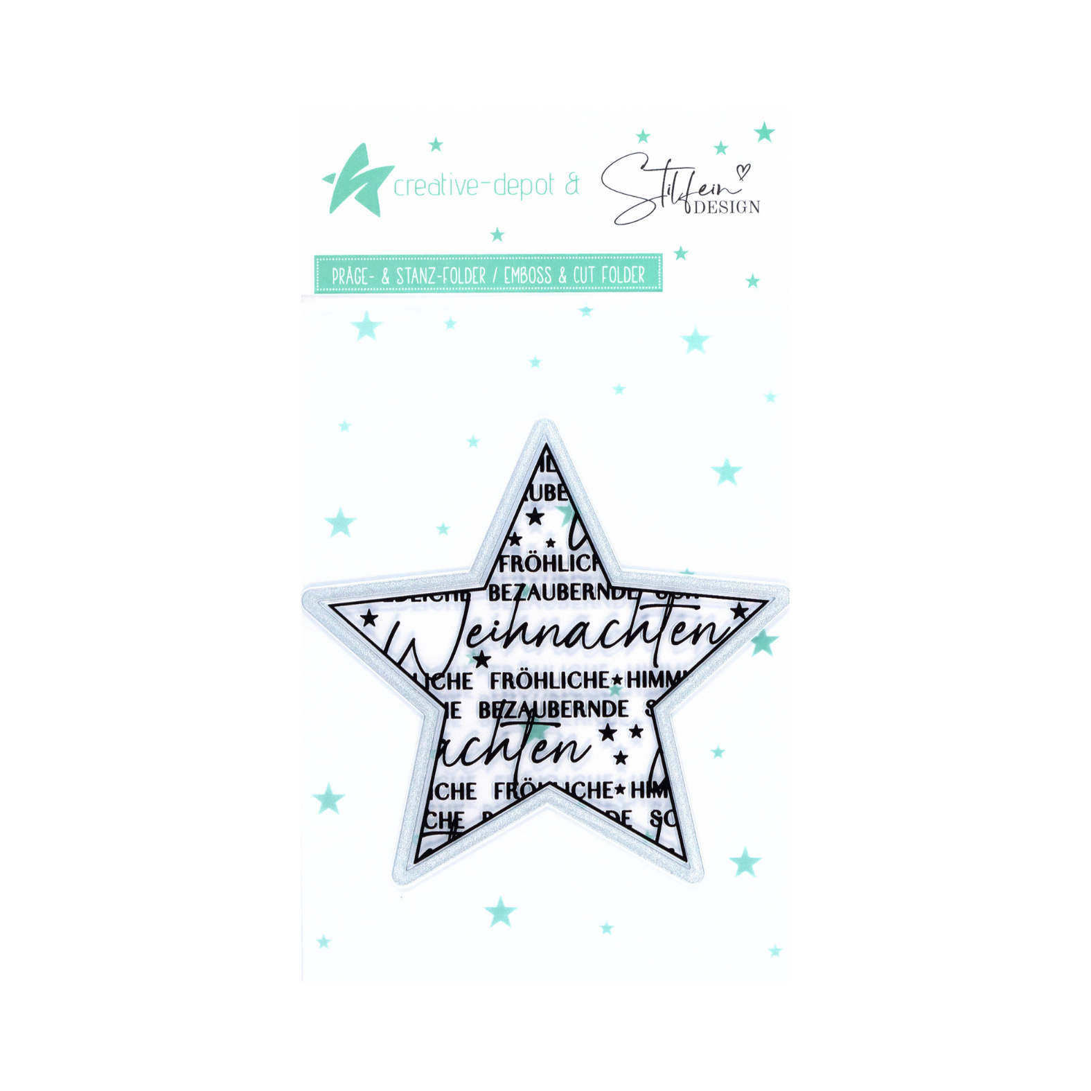 Cut & Emboss Folder - Stern mit Schrift - 11 x 15,5 cm  