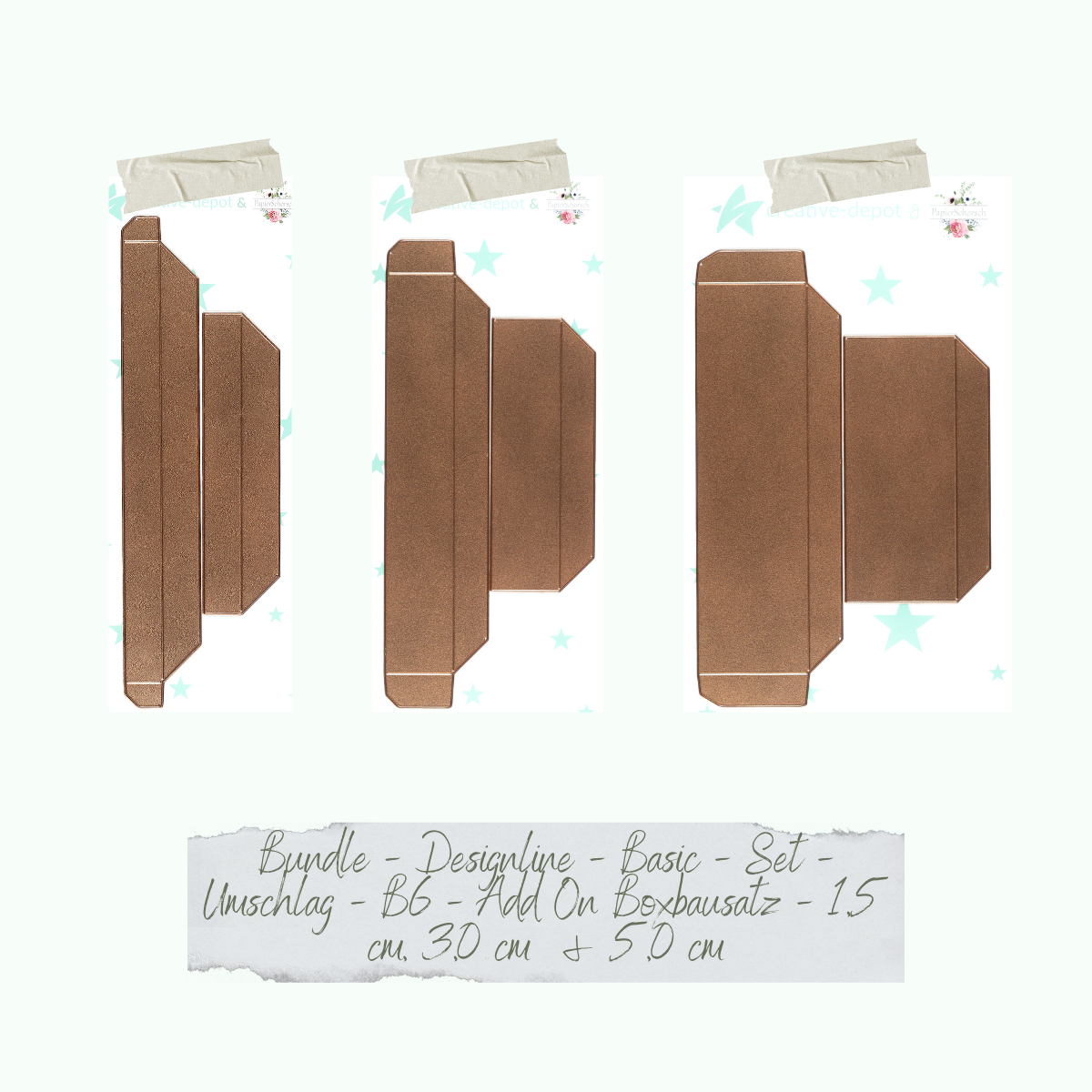 Bundle - Basic - Designline - Basic - Set - Umschlag - B6 - Add On Boxbausatz - 1,5 cm, 3,0 cm  & 5,0 cm Bundle - Basic - Designline - Basic - Set - Umschlag - B6 - Add On Boxbausatz - 1,5 cm, 3,0 cm  & 5,0 cm