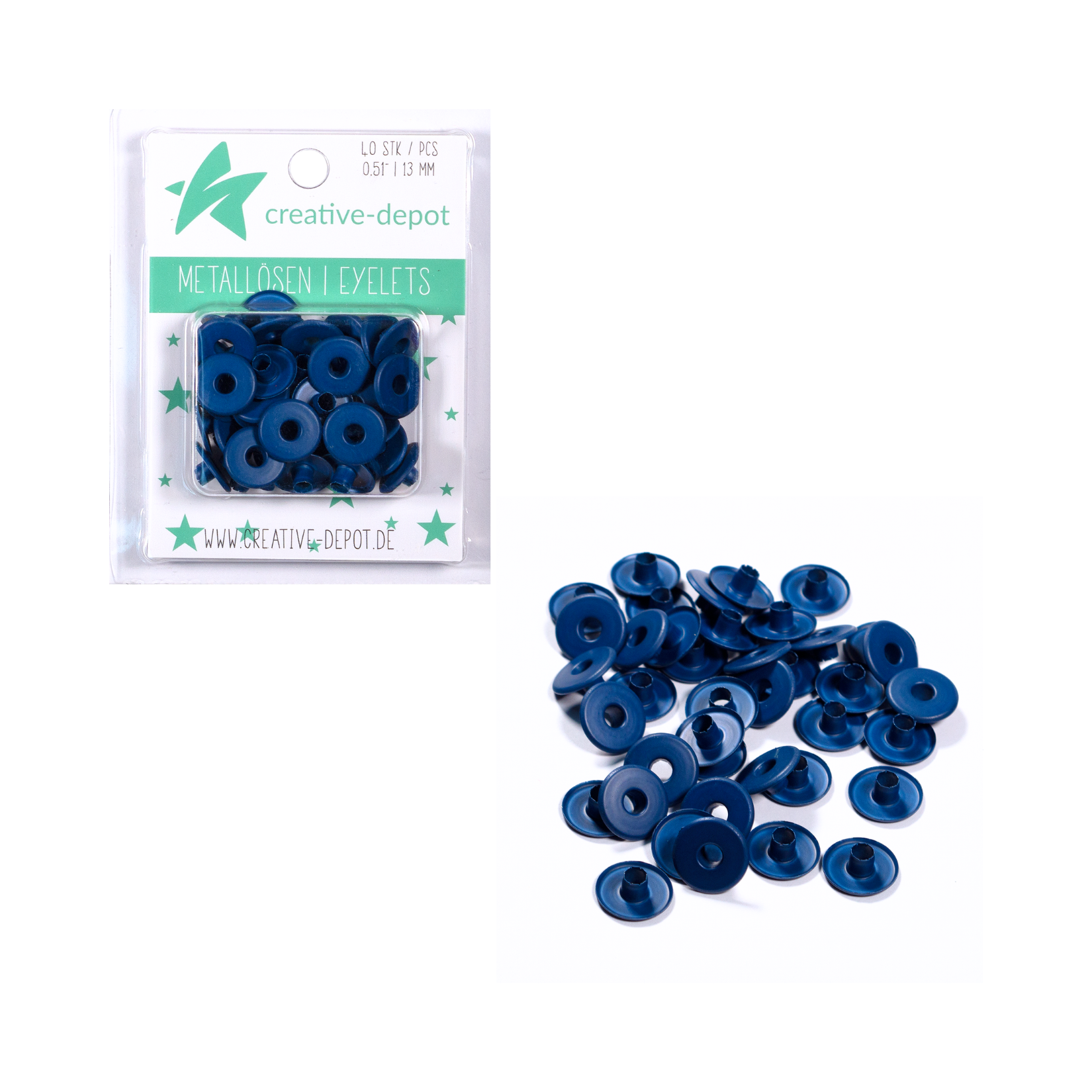 Breite Eyelets - Marineblau - Matt - 13 mm