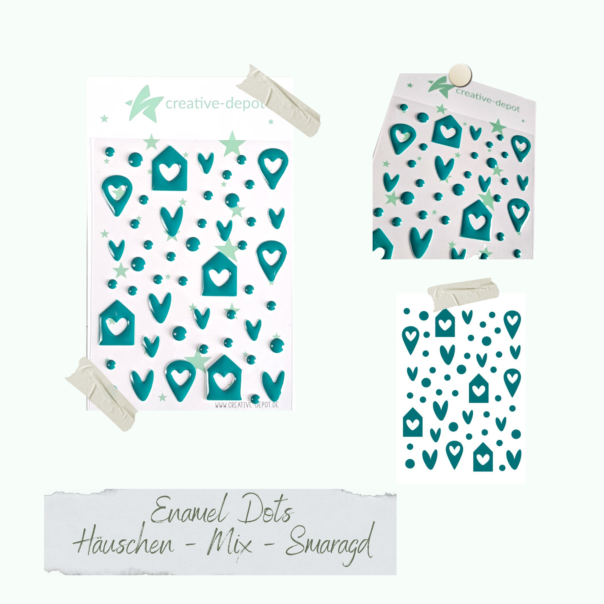 CD-ED-111 Enamel Dots - Häuschen Mix - Smaragd