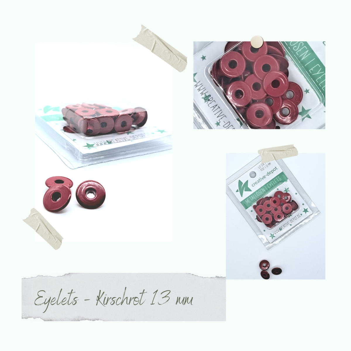 Width Eyelets - Cherry red - 13mm