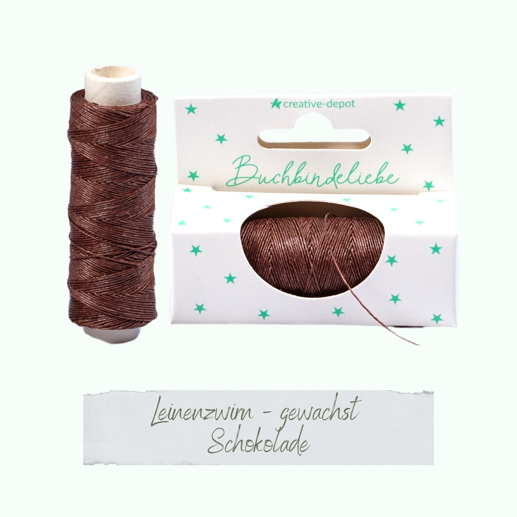 Leinenzwirn gewachst - Schokolade - Buchbindeliebe   