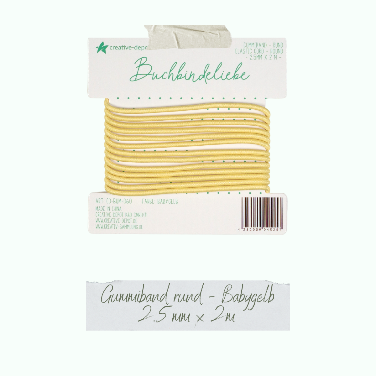 CD-BUM-060_Gummiband-rund-Babygelb Gummiband - Babygelb - rund - Buchbindeliebe