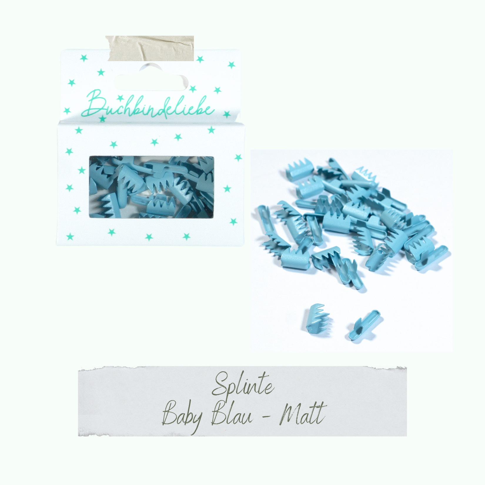 Splinte - Baby Blau - Matt - Buchbindeliebe - 40 Stück Splinte - Baby Blau - Matt - Buchbindeliebe - 40 Stück