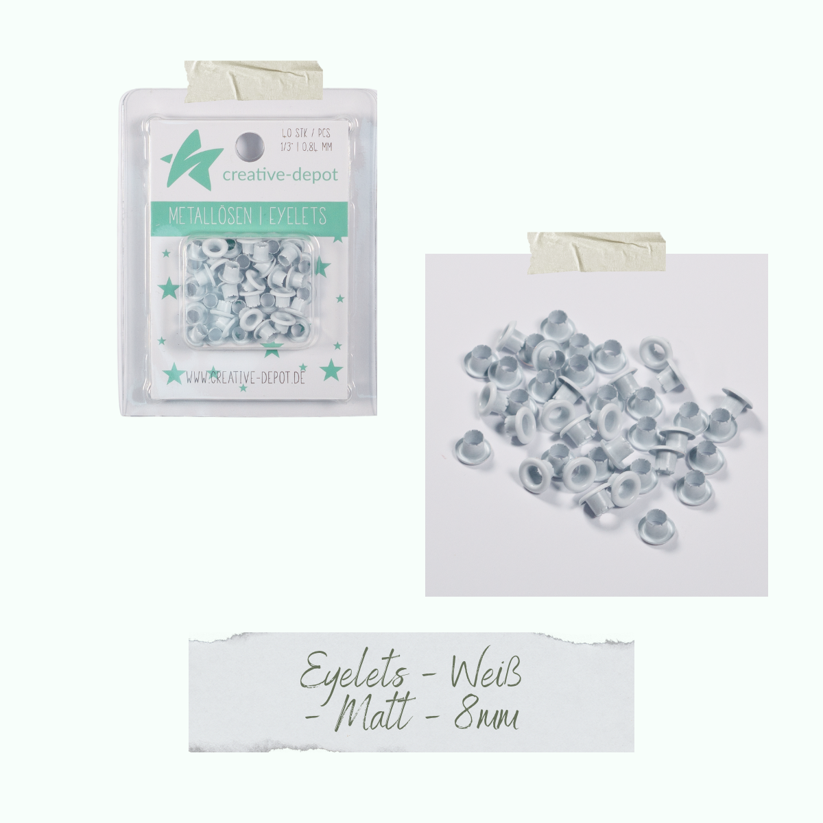 CD-EY-054_Eyelets-Weiss-Matt-8mm Eyelets - Weiß - Matt - 8 mm