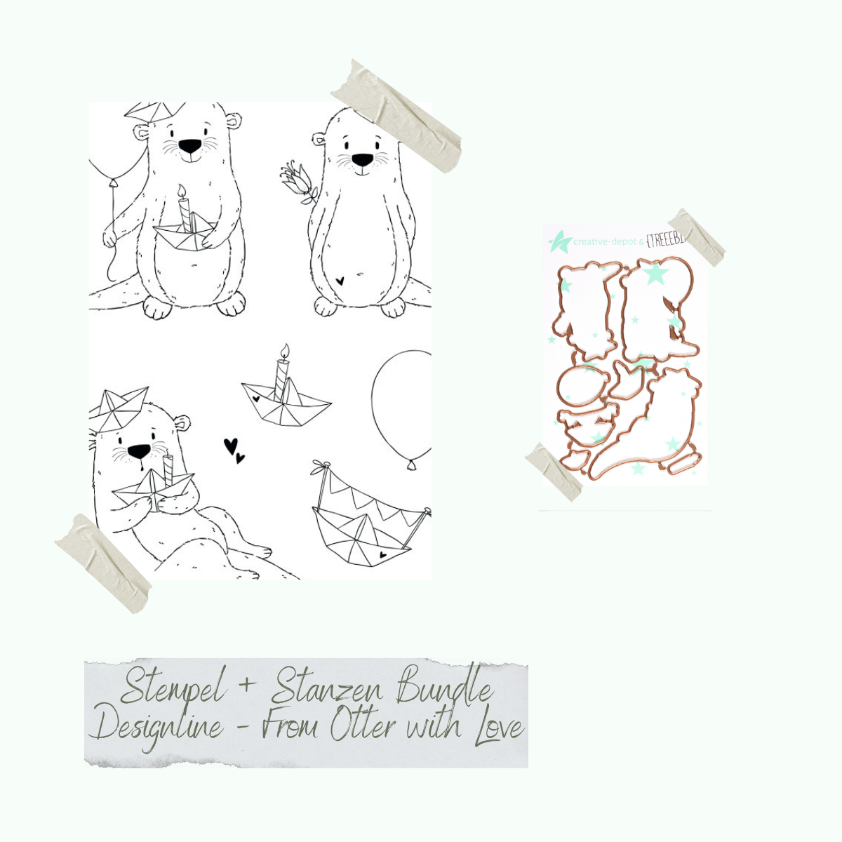 Bundle - Designline - From Otter with Love - Stamp set & punches 