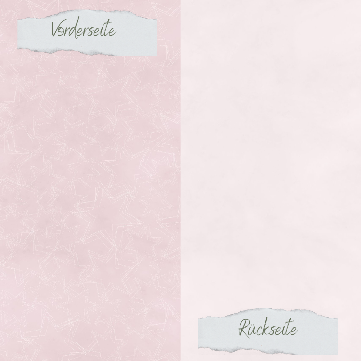 Designpapier - Basic - Puderrosa - Doodle Sterne + Uni hell - Doppelseitig bedruckt