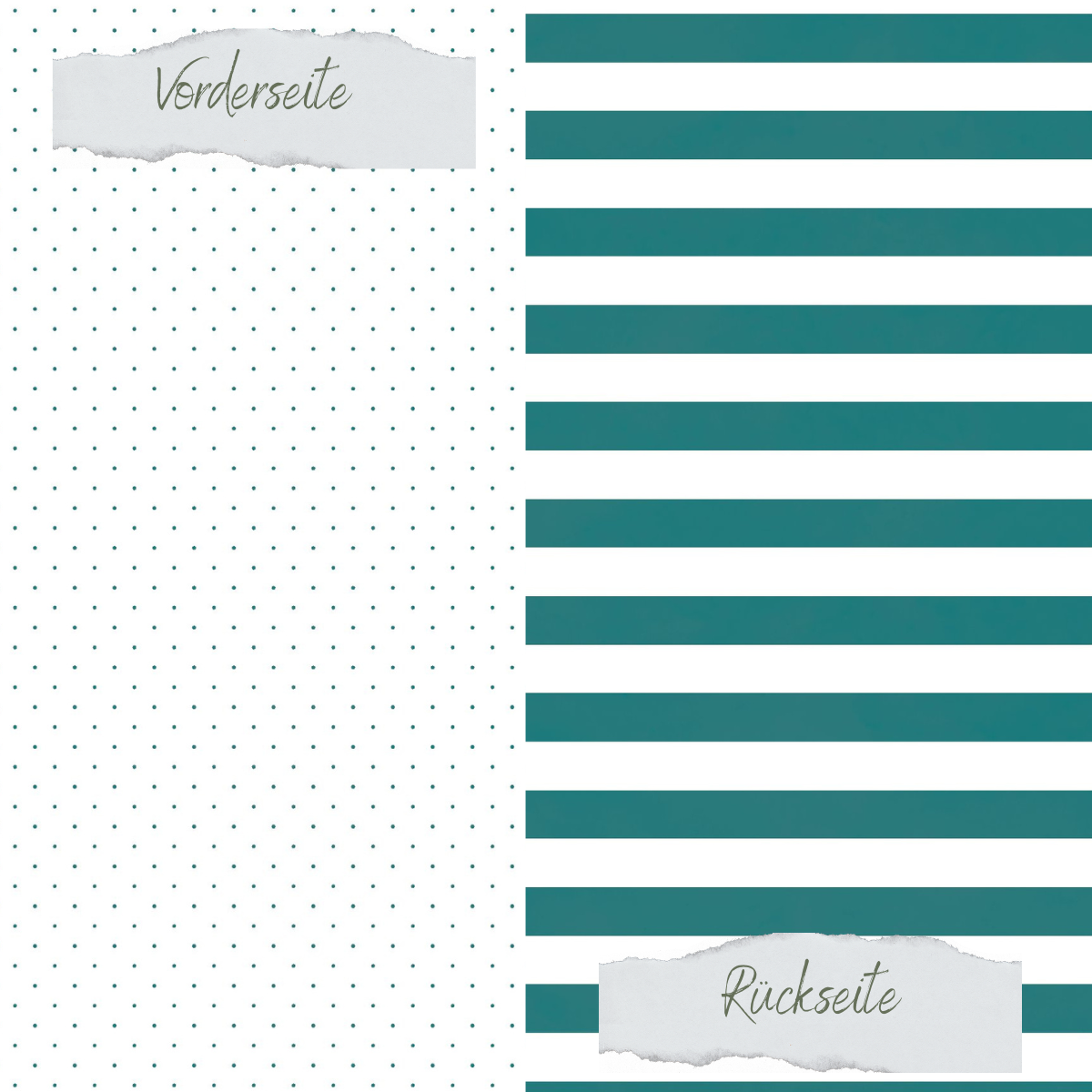 Designpapier - Basic - Smaragd - Gepunktet + Breite Streifen - Doppelseitig bedruckt   
