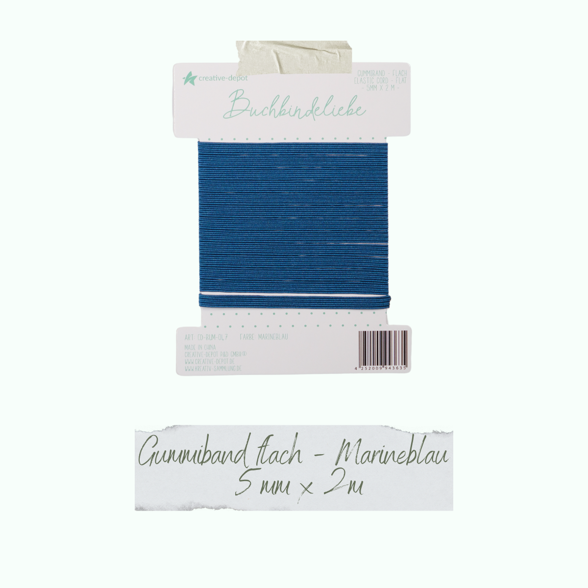 Buchbindeliebe - Gummiband - Marineblau - flach