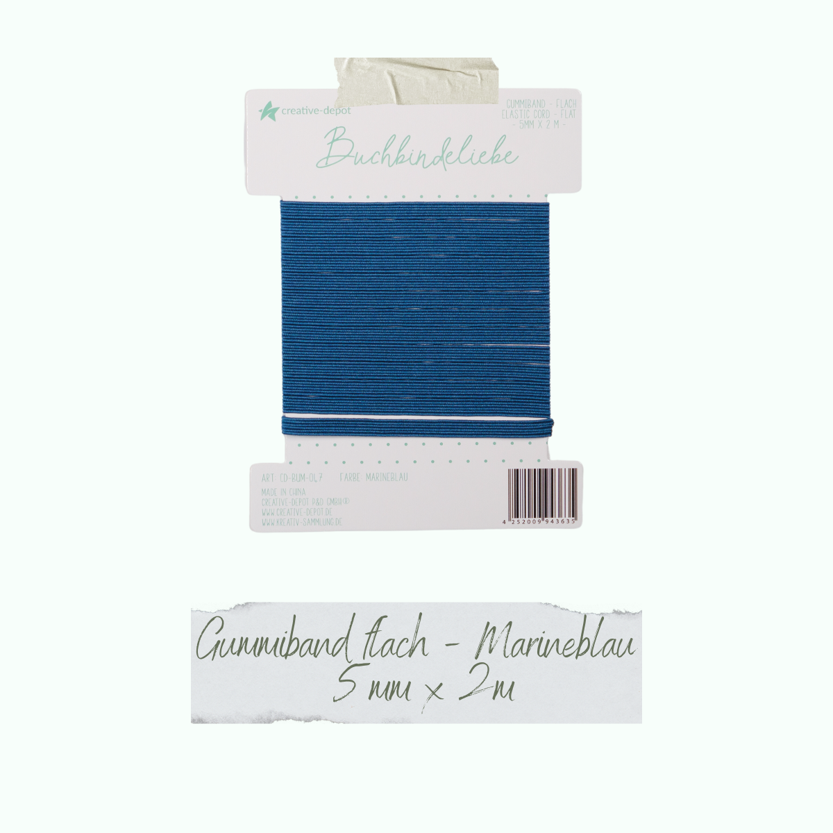 CD-BUM-047_Gummiband-flach-Marineblau Buchbindeliebe - Gummiband - Marineblau - flach