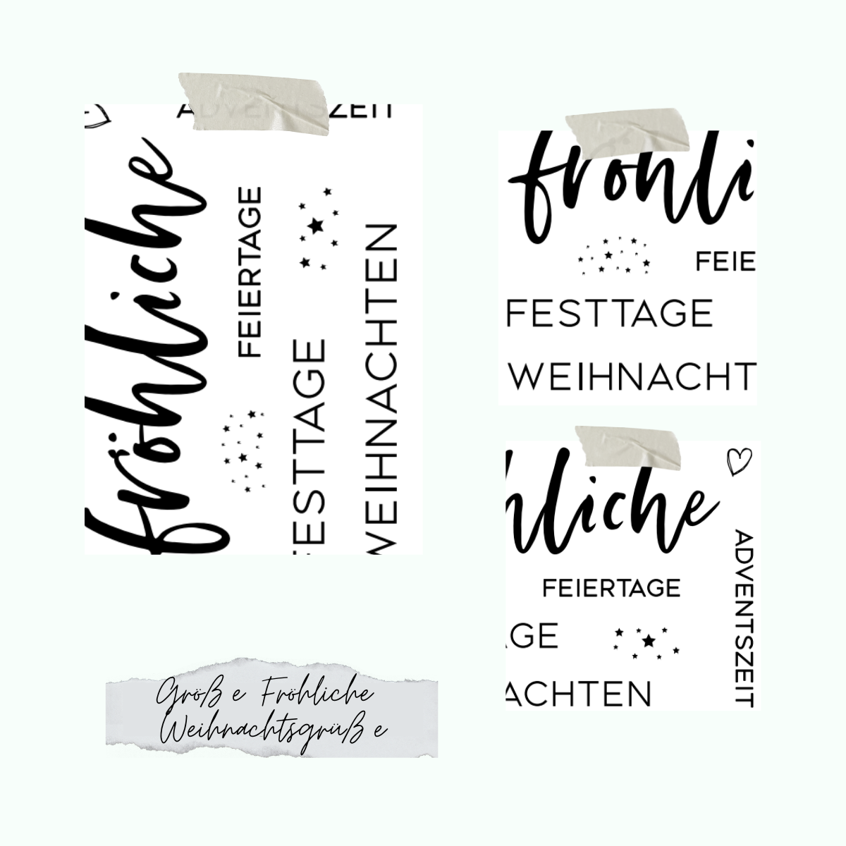 Gr-sse-Fr-hliche-Weihnachtsgr-sse Set de sellos - Große Fröhliche Weihnachtsgrüße