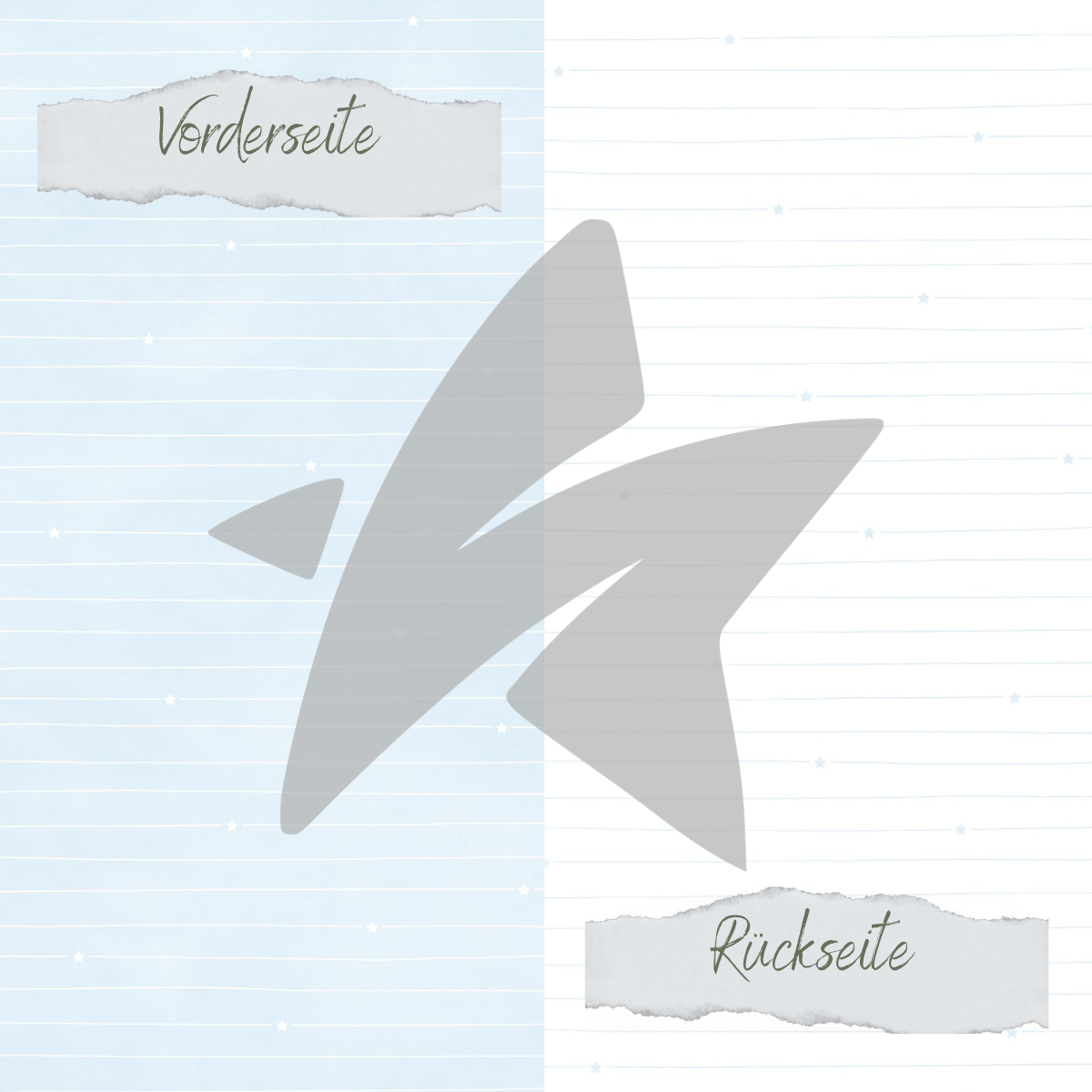 CD-BP-089 Papel de diseño - Basic - Baby Blau - Doodle Linien mit Sternchen - Impreso por las dos caras
