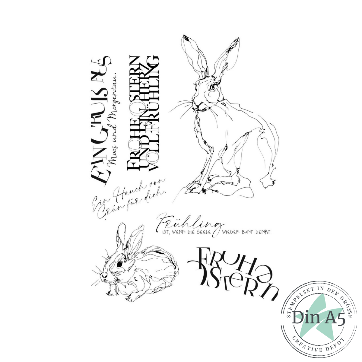 Stempelset - Scribble Hase 