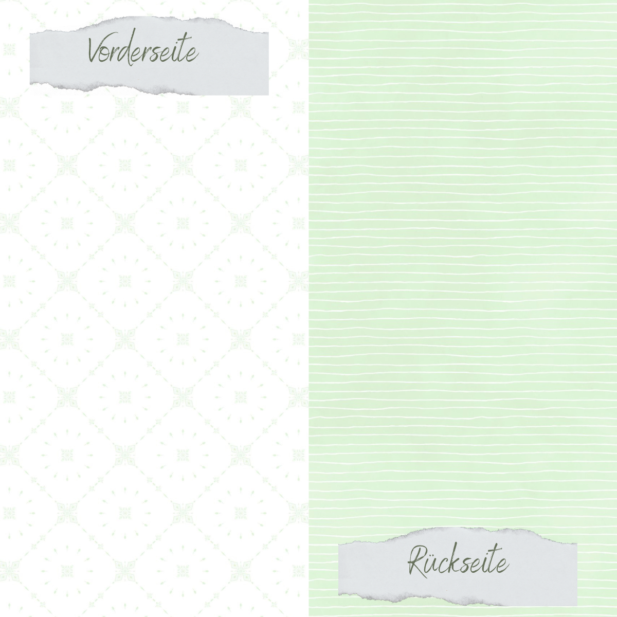 Designpapier - Basic - Seeglas - Fliesen + Doodle Streifen - Doppelseitig bedruckt