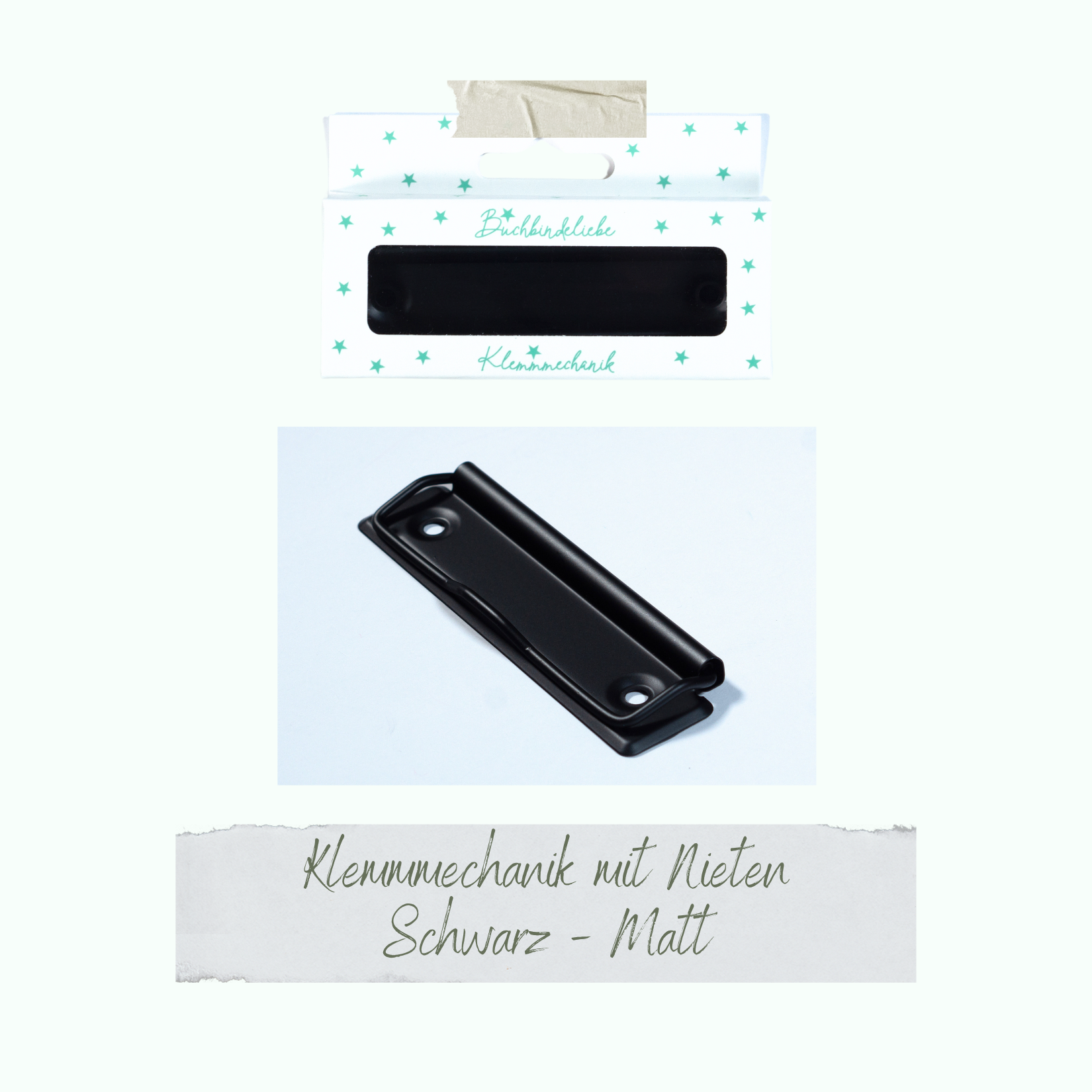 Klemmmechaniken - Schwarz - Matt - Buchbindeliebe - 3 Stück inkl. Nieten Klemmmechaniken - Schwarz - Matt - Buchbindeliebe - 3 Stück inkl. Nieten