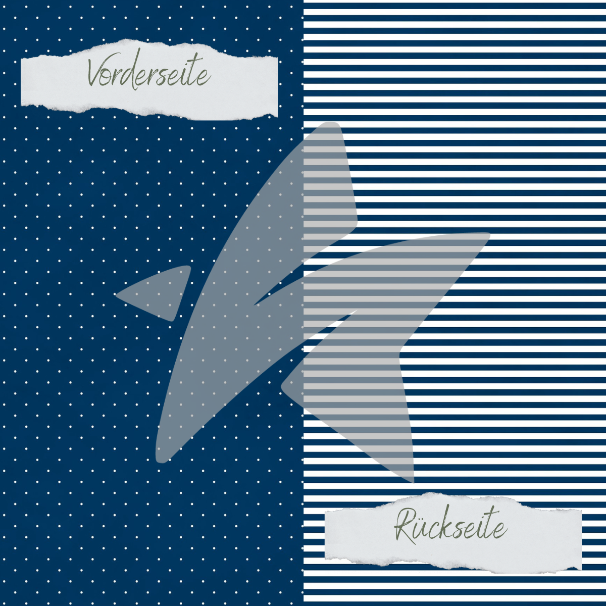 CD-BP-032 Designpapier - Basic - Marineblau - Mini Pünktchen + Schmale Streifen - Doppelseitig bedruckt