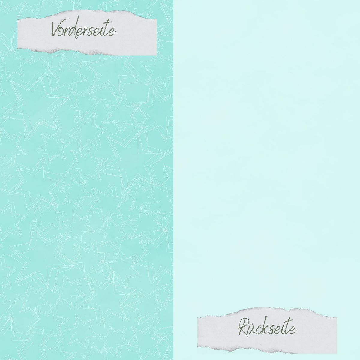 Designpapier - Basic - Sommerjade - Doodle Sterne + Uni hell - Doppelseitig bedruckt 