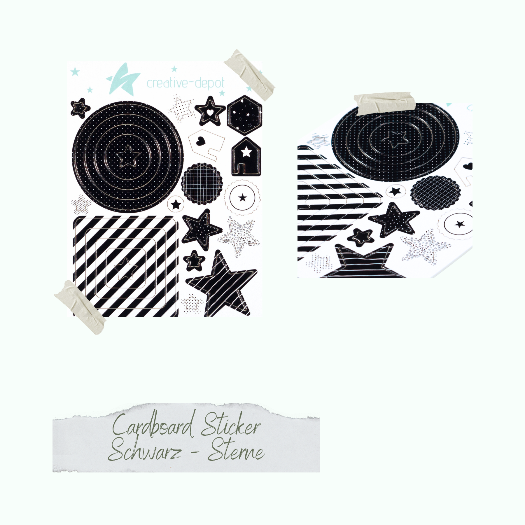 Cardboard Sticker - Schwarz - Sterne Cardboard Sticker - Schwarz - Sterne