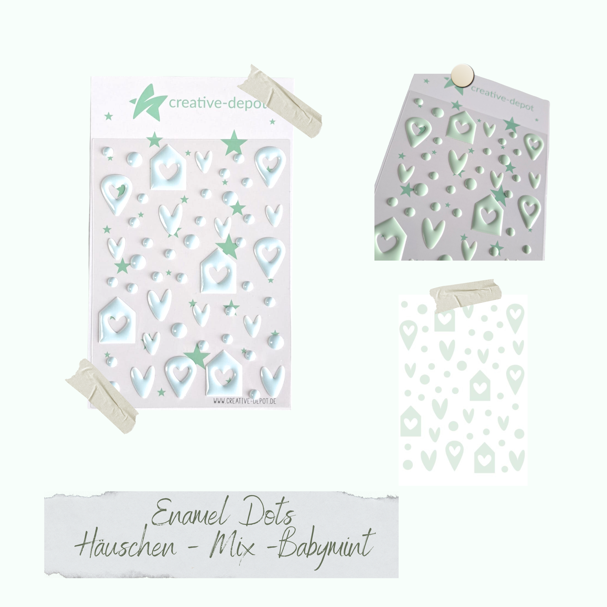 CD-ED-114 Enamel Dots - Häuschen Mix - Babymint