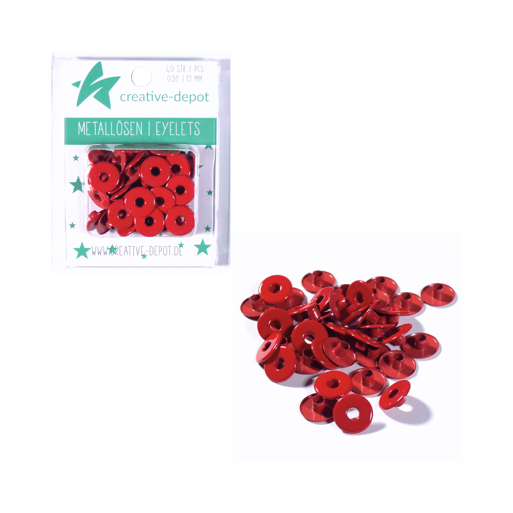 Breite Eyelets - Weihnachtsrot - 13mm