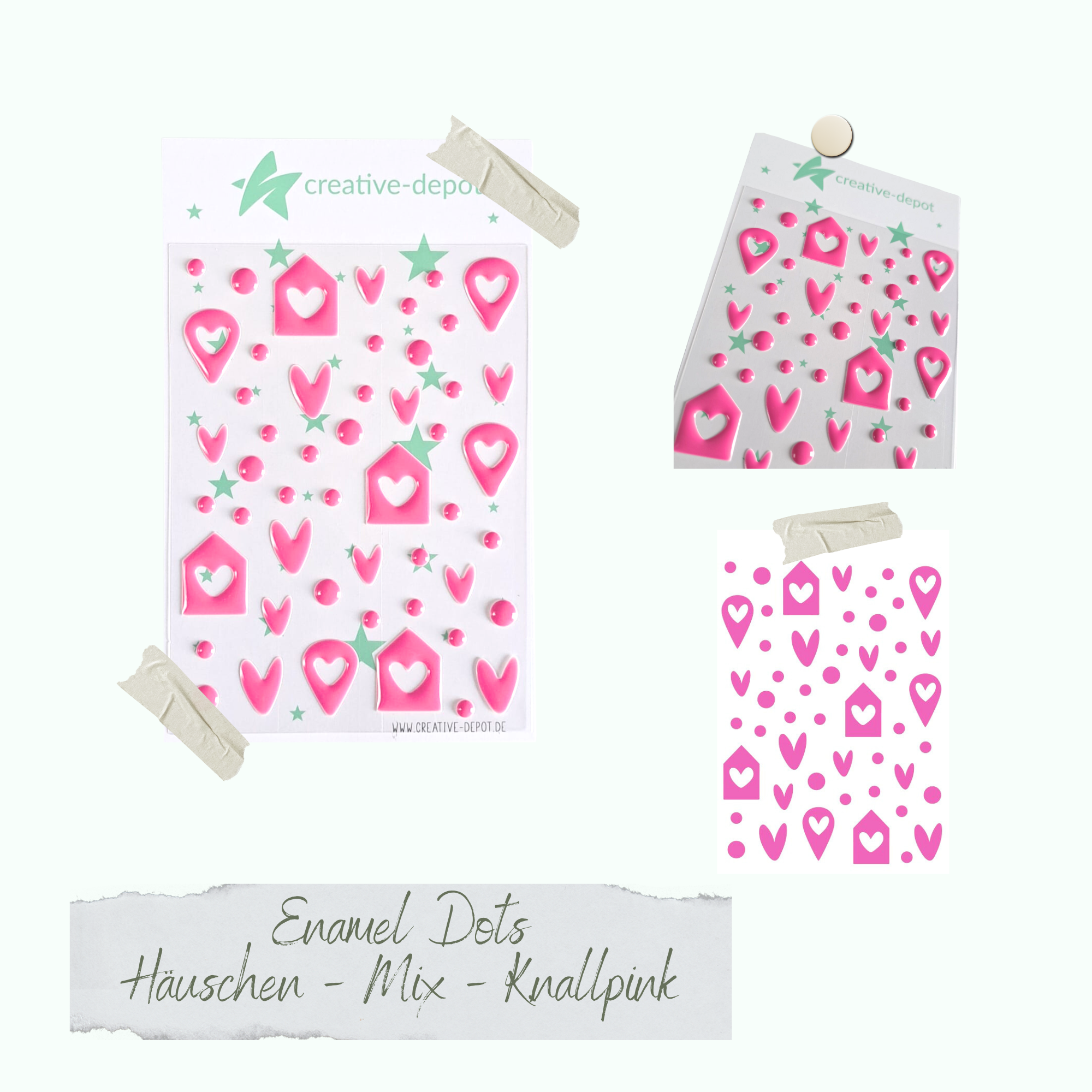 CD-ED-094 Enamel Dots - Häuschen Mix - Knallpink