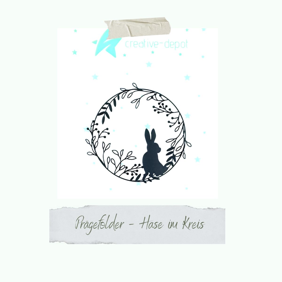 Embossing folder - Hase im Kranz - 11 x 15,5 cm