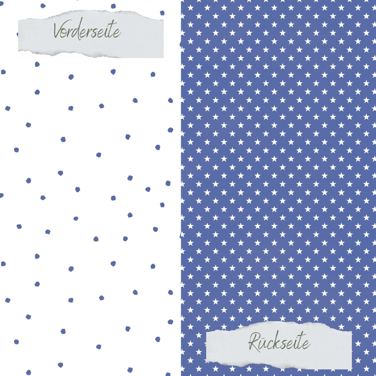 Designpapier - Basic - Jeansblau - Tupfen + Sternchen - Doppelseitig bedruckt 