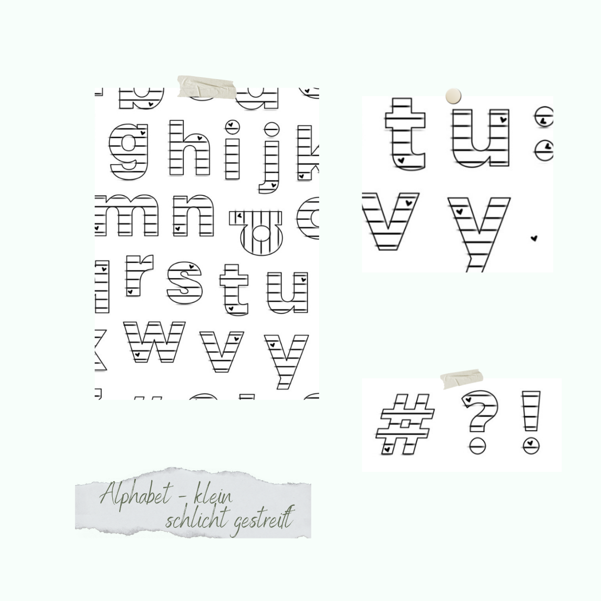 Alphabet-klein-schlicht-gestreift