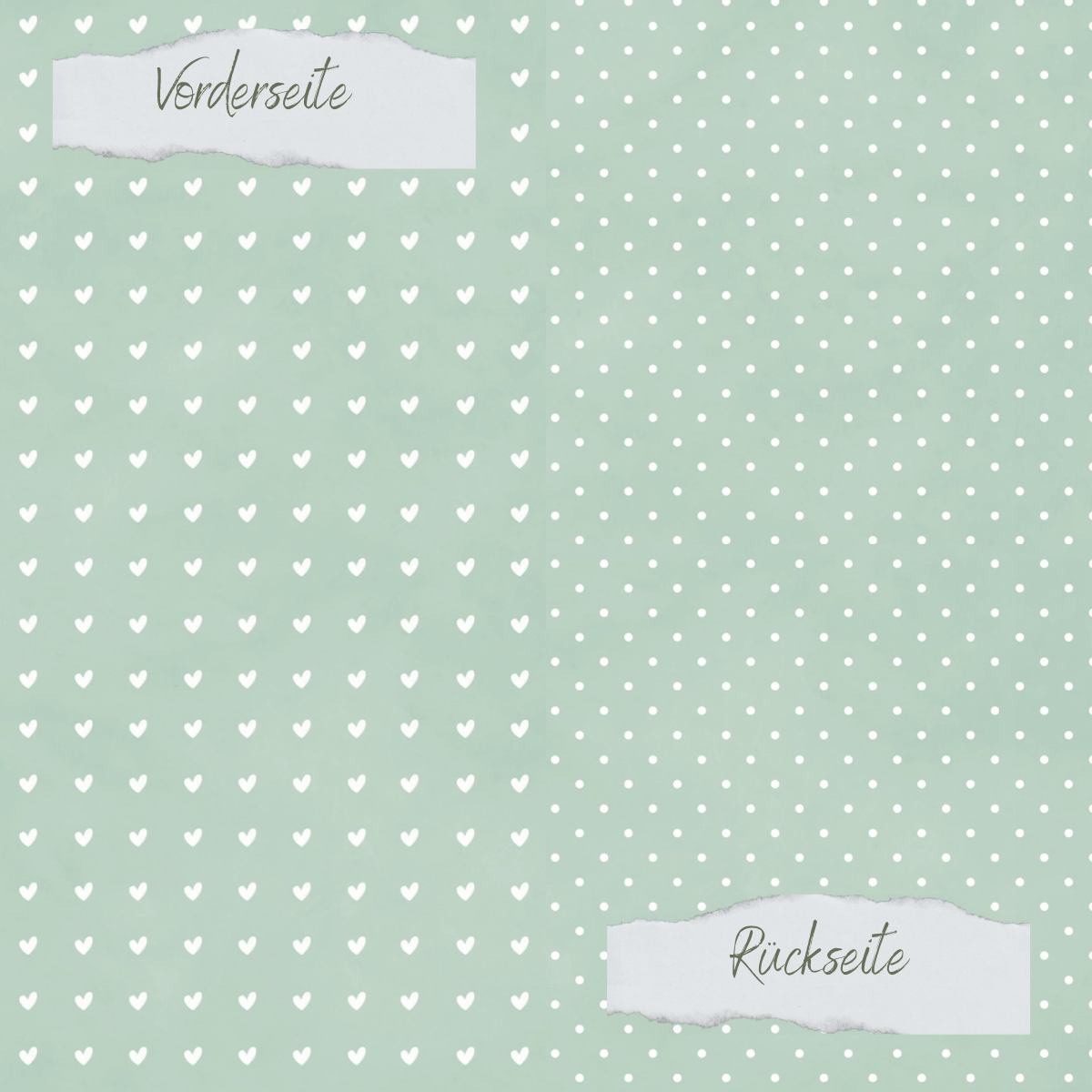 Papel de diseño - Basic - Vintage Mint - Pünktchen + Herzchen - Doppelseitig bedruckt Papel de diseño - Basic - Vintage Mint - Pünktchen + Herzchen - Doppelseitig bedruckt