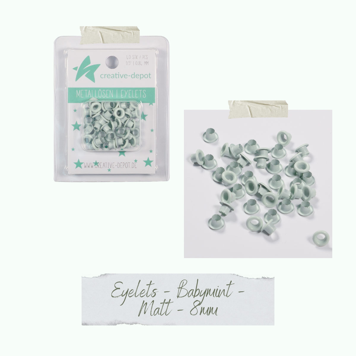 CD-EY-064_Eyelets-Babymint-Matt-8mm Eyelets - Babymint - Matt - 8 mm