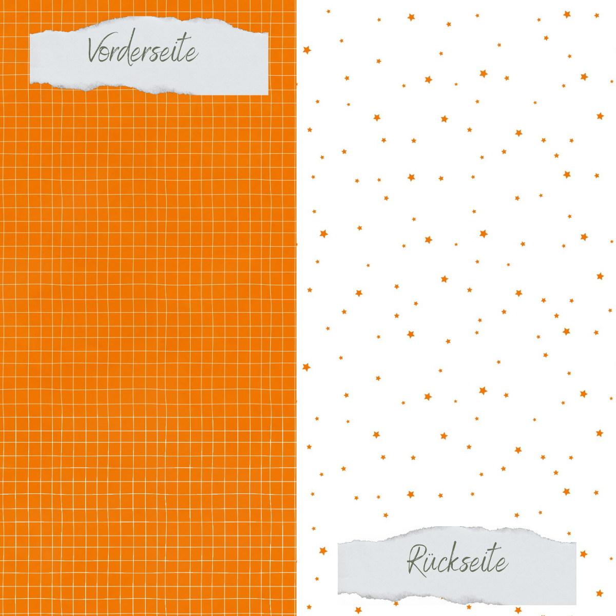 Designpapier - Basic - Herbstorange - Doodle Gitter + Sternchenregen - Doppelseitig bedruckt