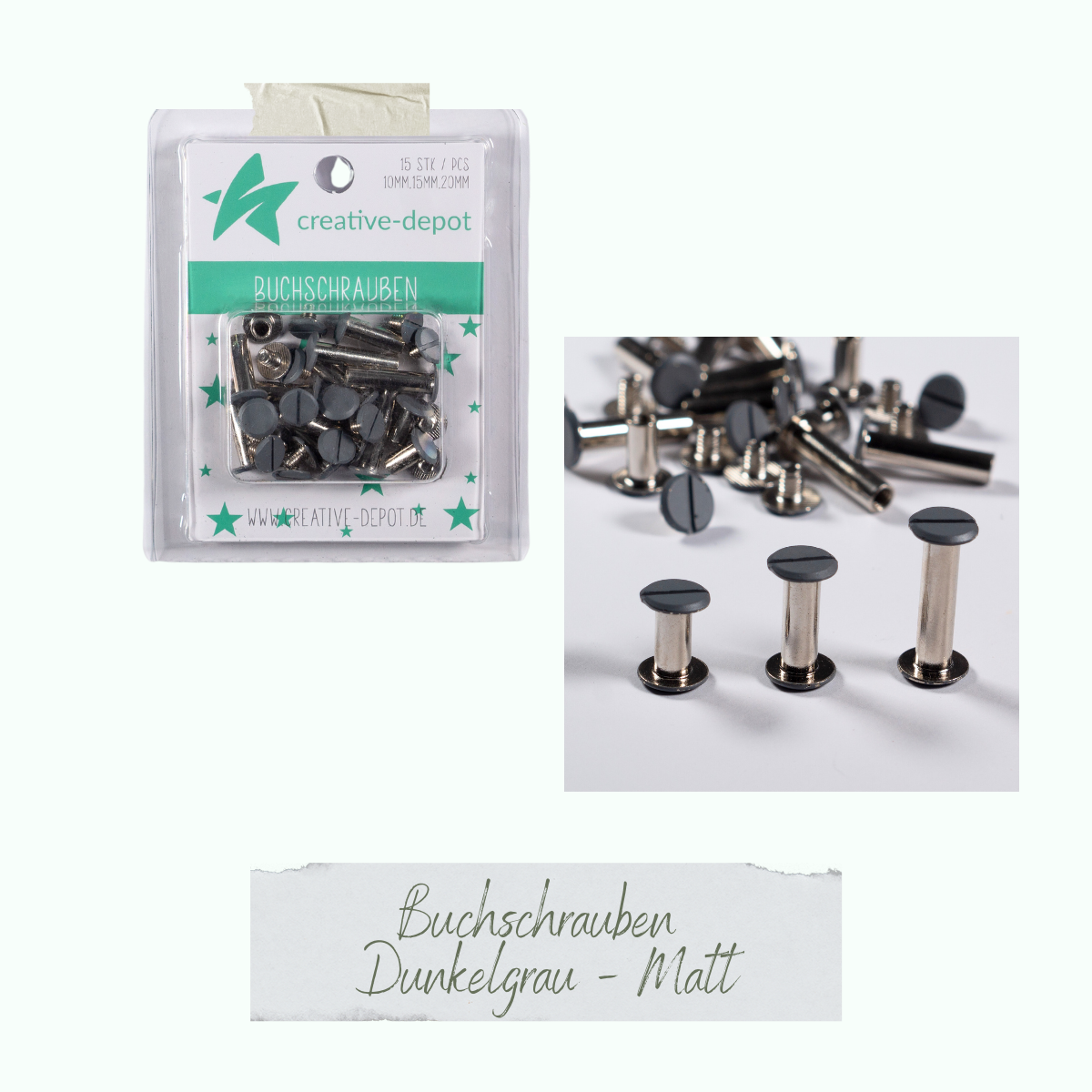 Buchschrauben - Dunkelgrau - Matt - 15 Stück Buchschrauben - Dunkelgrau - Matt - 15 Stück