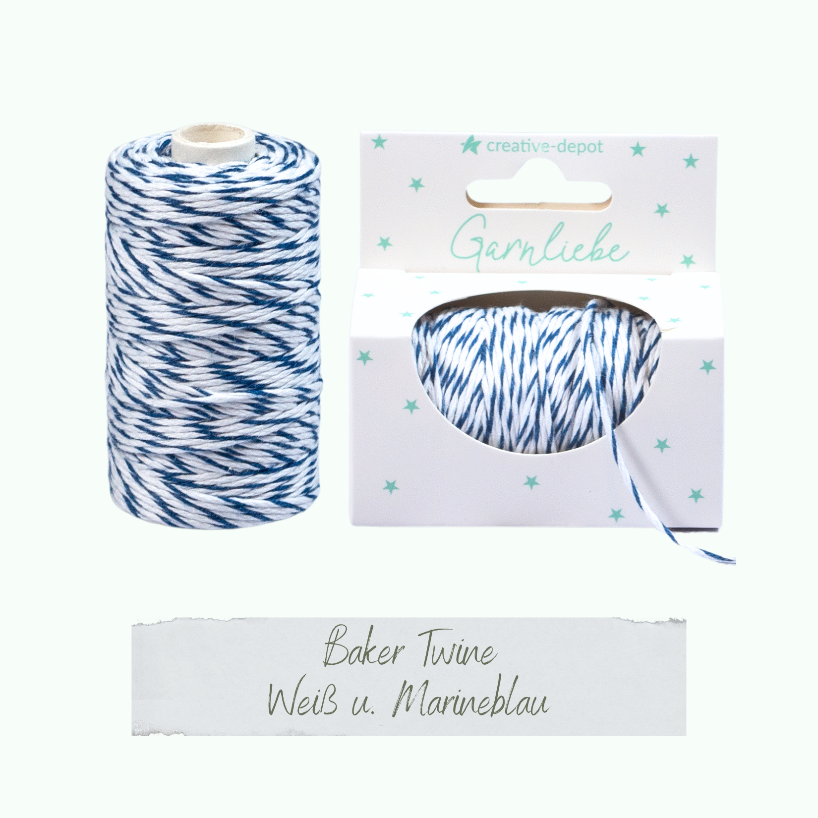Baker Twine  - Weiß & Marineblau - Garnliebe