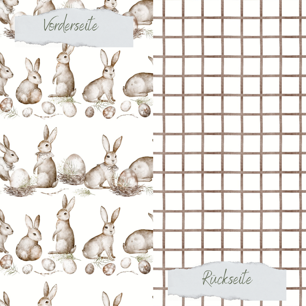 Designpapier - Hasenreihe - Doppelseitig bedruckt