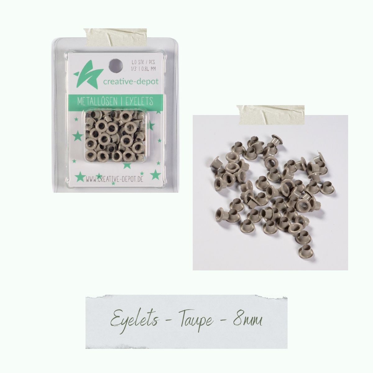 CD-EY-098_Eyelets-Taupe-8mm Eyelets - Taupe - 8 mm