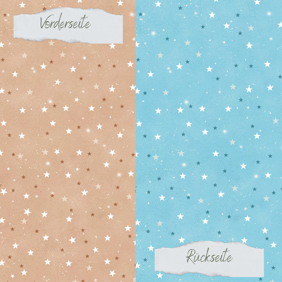 Designpapier - Sterne - Natur & Eisblau - Doppelseitig bedruckt