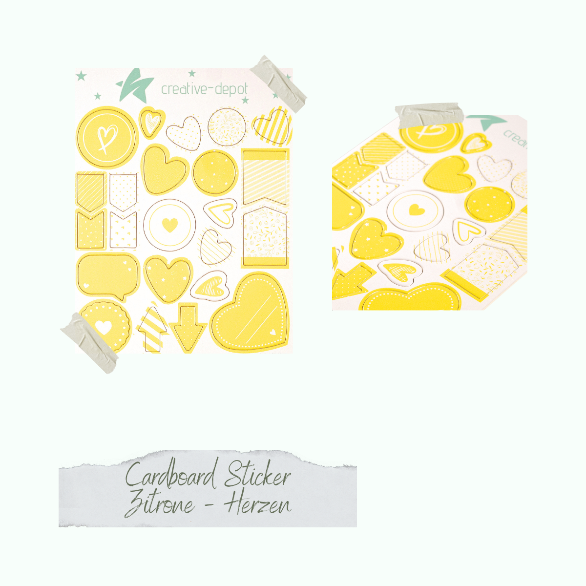 Chipboard Sticker - Zitrone - Herzen Chipboard Sticker - Zitrone - Herzen