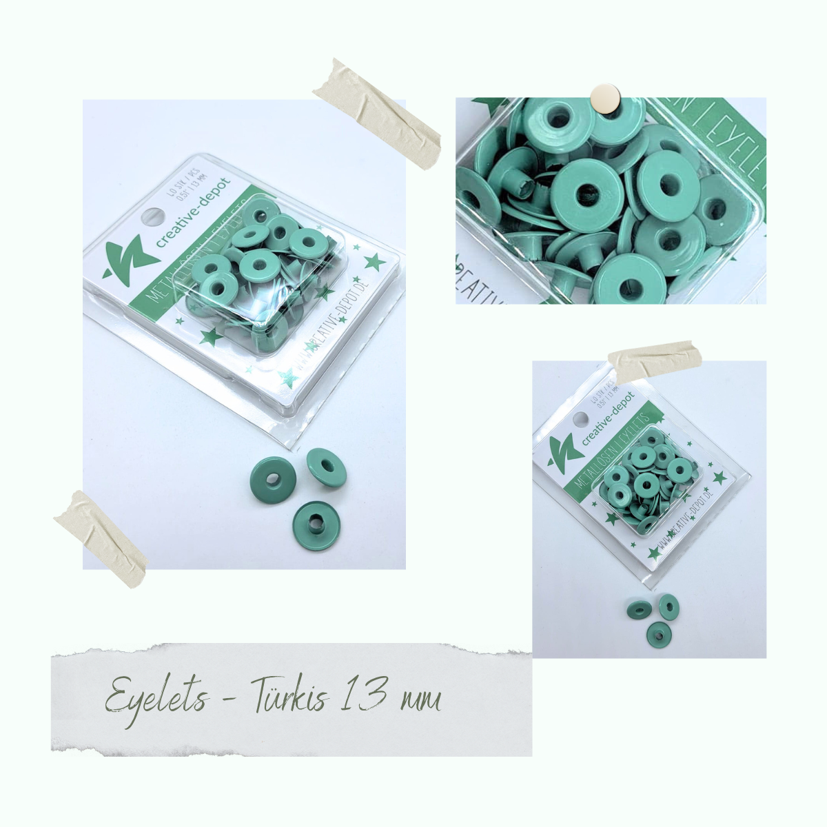 Width Eyelets - Turquoise - 13mm