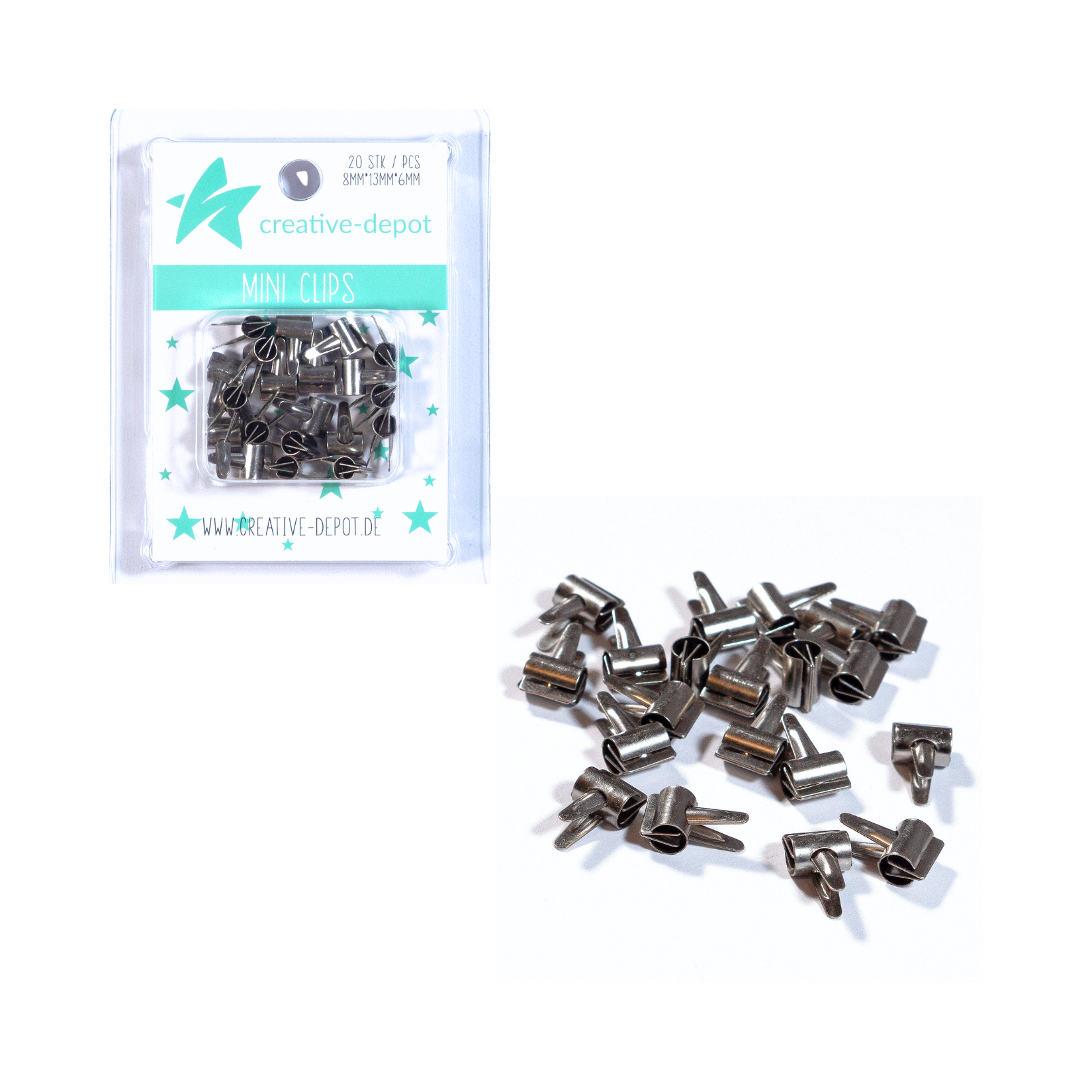 Mini Clip - silberfarbend - 20 Stück