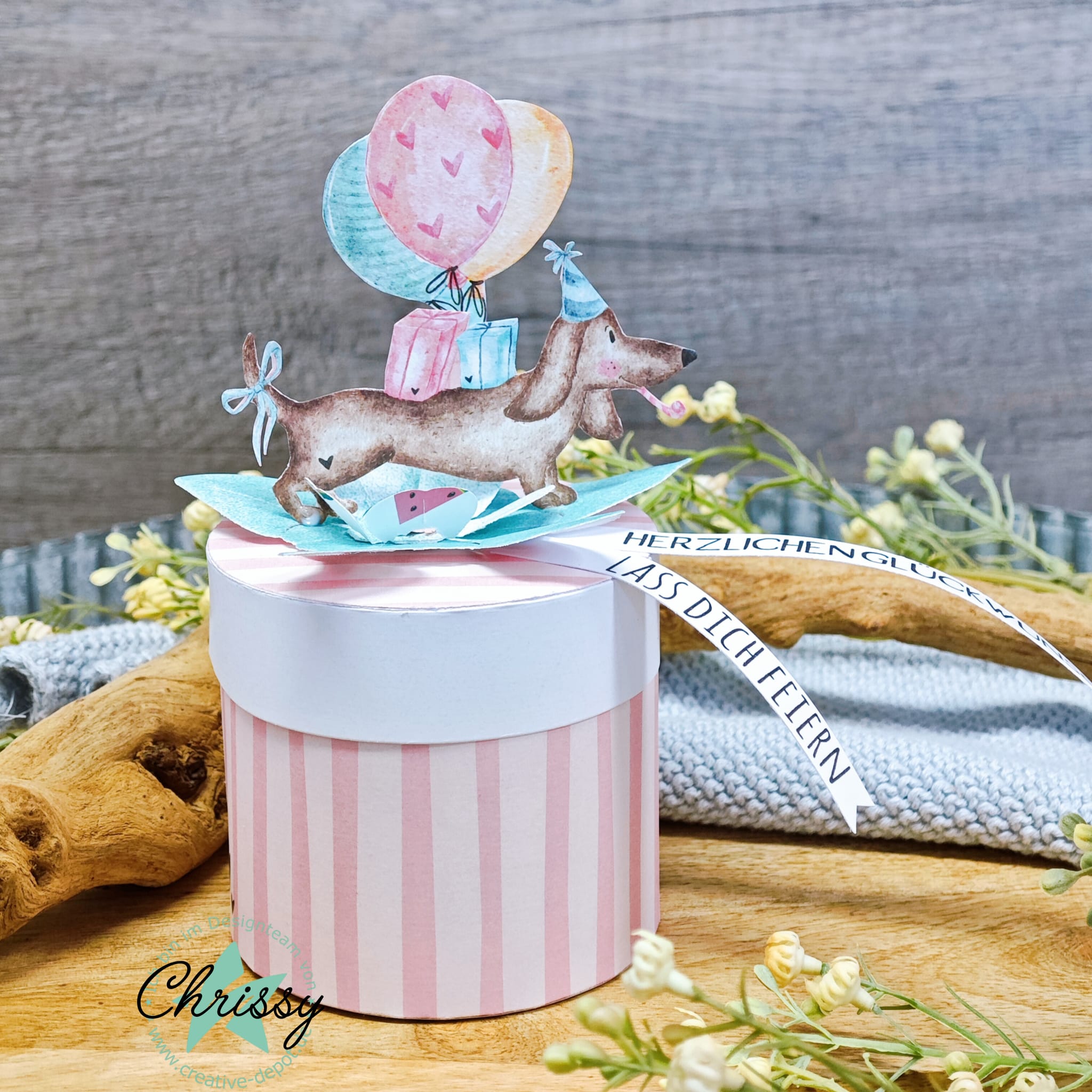 Designpapier - Designline - Partydackel - Kariert - Rosa