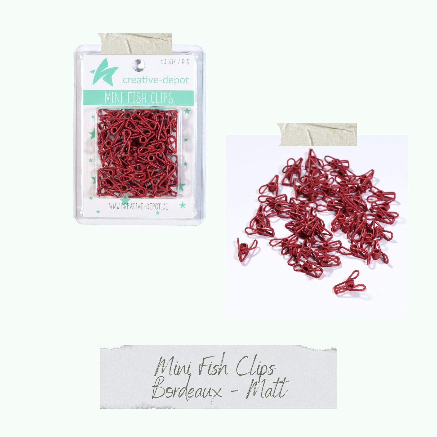 Mini Fish Clip - Bordeaux - Matt - 50 Stück