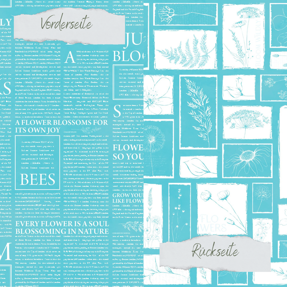 Design paper - Basic - Pool - Newspaper + Wildflowers - Beidseitig bedruckt