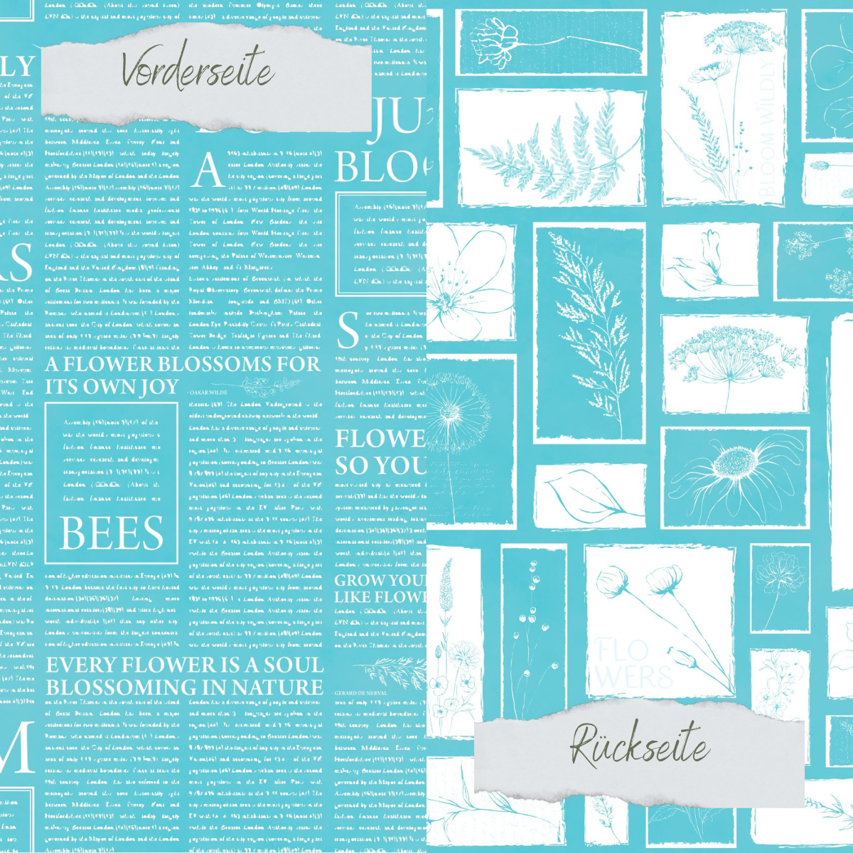 CD-BP-153 Papel de diseño - Basic - Pool - Newspaper + Wildflowers - Beidseitig bedruckt