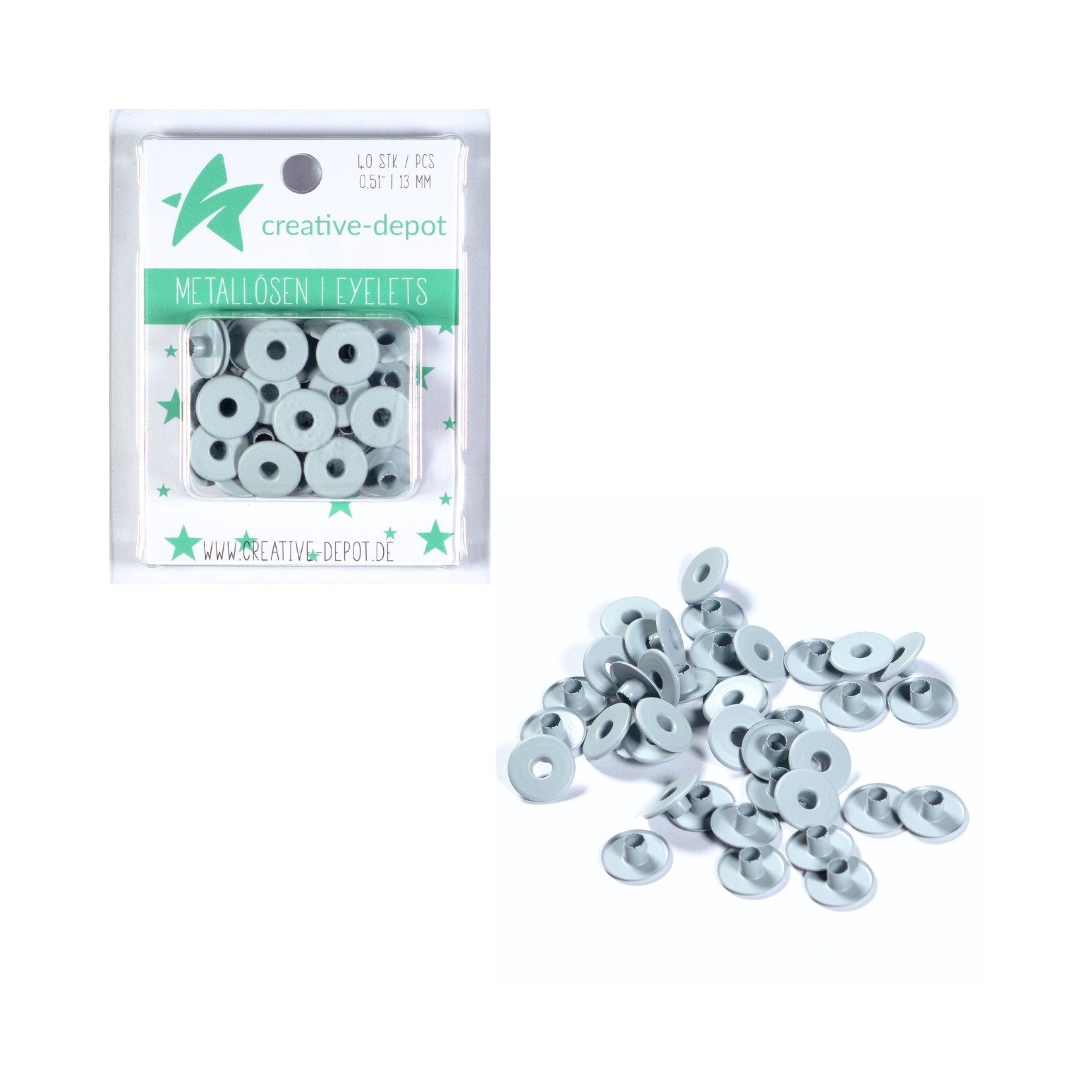 Breite Eyelets - Hellgrau - Matt - 13 mm