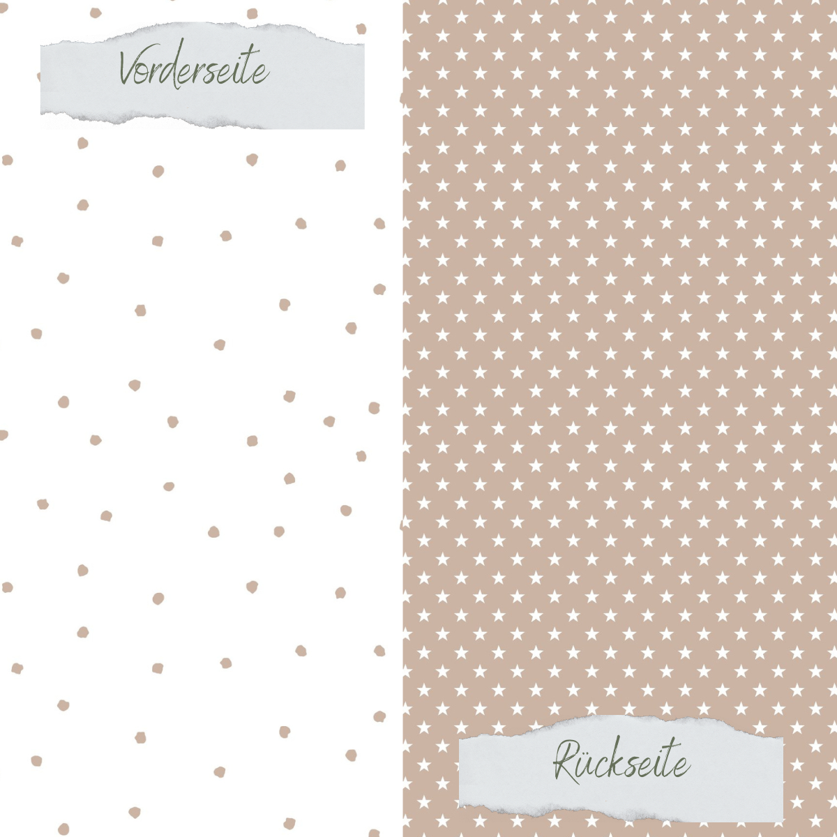 Papel de diseño - Basic - Latte - Tupfen + Sternchen - Doppelseitig bedruckt